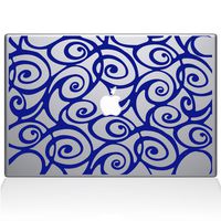 The Decal Guru Curly Tangle Swirl Pattern Decal Vinyl Sticker, 13" MacBook Pro (2016 & Newer Models), Dark Blue (2325-MAC-13X-DB)