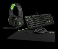 HP Gaming Bundle | Includes Omen by Mouse 400, Pavilion Gaming Keyboard 500, Pavilion Gaming Headset 400, and Pavilion Gaming Mouse Pad 300 | Wired, RGB Lighting, 1-Yr Warranty, Black