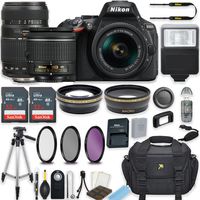 Nikon D5600 24.2 MP DSLR Camera (Black) w/AF-P DX NIKKOR 18-55mm f/3.5-5.6G VR Lens & Tamron 70-300mm f/4-5.6 Di LD Lens Bundle Includes 64GB Memory + Filters + Deluxe Bag + Accessories