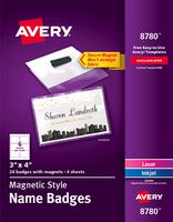 Avery Secure Magnetic Name Badges, Durable Plastic Holders, Heavy-Duty Magnets, 3 x 4, 24 Badges (8780)