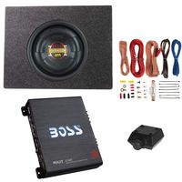 Boss 10" 600W Subwoofer & Q Power Truck Enclosure & Boss 1100W A/B Amplifier