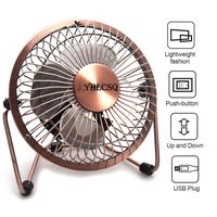 YHLCSQ 4 Inch USB Fan Mini Desktop Metal Blades Cooling Fan with 360 Degree Rotation and Adjustable Angle for Laptop Notebook Tablet PC (4 inches Copper)