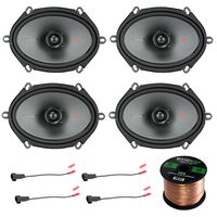 4x Kicker 6x8" 4-Ohm Coaxile Speakers w/.75" tweeters, 2X Enrock 16 Gauge Speaker Harness Adapter W/Red Bullet for Select Ford Vehicles 1998-UP, Enrock Audio 16-Gauge 50 Foot Speaker Wire