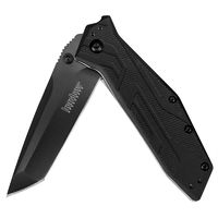 Kershaw Brawler Folding Pocket Knife (1990) with 3" Black-Oxide Finished High-Performance 8Cr13MoV Steel Blade; Black Glass-Filled Nylon Handle Scales with Reversible 4-Position Pocketclip; 3.9 oz