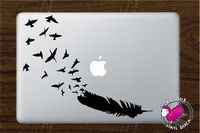 Feather Turning into a Flock of Birds (BLACK) Vinyl Decal Stickers for MacBook Laptop Car Love Forever Birds Always Relationships Feathers Peace Tough Strength Strong Strength Hope Inspiration Dreamer Love Bird Flying