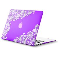 Kuzy MacBook Air 13 inch Case A1466 A1369 Soft Touch Cover for Older Version 2017, 2016, 2015 Hard Shell - Lace Purple