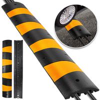 Happybuy 6 Feet Rubber Speed Bump Driveway Heavy Duty Cable Protector Ramp 72.4 x 12 x 2.4 Inch 2-Channel Speed Bumps for Garage Gravel Roads Asphalt Concrete (2-Channel, 6ft-Speed Bump)
