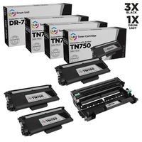 LD Compatible Toner Cartridge & Drum Unit Replacements for Brother TN750 High Yield & DR720 (3 Toners, 1 Drum, 4-Pack)