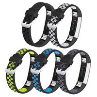 iHillon Compatible with Fitbit Alta (HR)/ Fitbit Ace Bands, 5-Pack Two-Toned Breathable Sport Strap with Metal Buckle Compatible with Fitbit Alta/ Alta Hr/ Fitbit Ace for Women Men, Small
