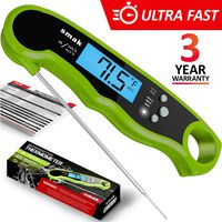Digital Instant Read Meat Thermometer - Waterproof Kitchen Food Cooking Thermometer with Backlight LCD - Best Super Fast Electric Meat Thermometer Probe for BBQ Grilling Smoker Baking Turkey (Lime)