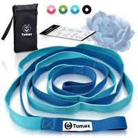 Tumaz Stretch Strap - 10 Loops & Non-Elastic Band - The Perfect Stretching Strap for PT(Physical Therapy), Yoga, Workout, Pilates, Dance - [Extra Thick, Durable, Soft - Comes with Travel Bag]