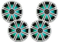 KICKER LED White OEM Replacement Marine 8" Inch 4Ω Coaxial Speaker Bundle - 4 Speakers
