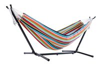 Vivere Double Sunbrella Hammock with Space Saving Steel Stand, Carousel Confetti (450 lb Capacity - Premium Carry Bag Included)