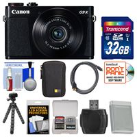 Canon PowerShot G9 X Wi-Fi Digital Camera (Black) with 32GB Card + Case + Battery + Flex Tripod + Kit