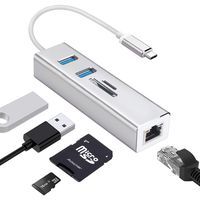 USB C Hub, USB C to Ethernet USB 3.0 Adapter with 1000Mbps Ethernet Port, 2 USB 3.0, 2 SD/TF Card Reader and Micro USB Charging Ports, Compatible with MacBook Pro/Air, Laptops, Tablets and etc
