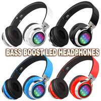 Riwbox WT-07 Folding Wireless Bluetooth Stereo Headphones Adjustable Headsets with 3 LED Lights (red)