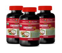 Brain Support and Maintenance - Coconut Oil Organic 2000 MG - Medium Chain Fatty ACIDS - Coconut Oil Capsules 2000 mg - 3 Bottles 180 Softgels