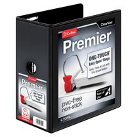 Cardinal Premier Easy Open 3-Ring Binder, 5", ONE-Touch Easy Open Locking Slant-D Rings, 1,050-Sheet Capacity, ClearVue Cover, PVC-Free, Black (10351)