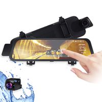 Rexing M1 HD Dual Channel Rear View 10" IPS Touch Screen Mirror Dash Cam 1296p + 720p Wide Angle Dashboard Streaming Media Recorder DVR with Rear Camera, G-Sensor, Loop Recording, Backup Camera