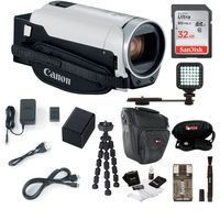 Canon VIXIA HF R800: 1080p HD Video 57x Zoom Camcorder Bundle with 32GB SD Card LED Video Light Spare Battery Camera Case Mini Tripod and Cleaning Kit - Compact and Affordable Camcorder Kit