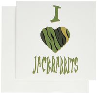 3dRose Greeting Cards, 6 x 6 Inches, Pack of 12, Camo Colored Striped I Love Jackrabbits (gc_122086_2)