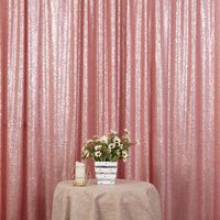 Eternal Beauty Blush Sequin Wedding Backdrop Photography Background Party Curtain, 7Ft X 7Ft