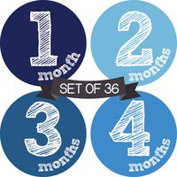 Baby Monthly Milestone Stickers Boy - Baby Milestone Stickers Boy - Baby Monthly Stickers Boy - Baby Month Stickers for Baby Boy - Baby Months of The Year Stickers - Newborn Monthly Baby Stickers