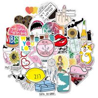 Cute Water Bottles Stickers,Waterproof Vinyl Decals for Laptop,Phone,Skateboard,Car,Luggage,Guitar,Bike,Travel | Aesthetic,Trendy Stickers for Teens,Girls (46Pcs)