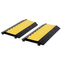 FCOME 2 Pack Rubber Cable Ramp Hose Cable Protector Ramp 4 Channel 22000Lbs Load Capacity Traffic Speed Bump Wires Power Lines Extension Cord Cover for Indoor Outdoor