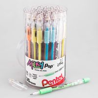 Pentel Milky Pop Pastel Gel Pens, (0.8mm) Med. Lines, Assorted Ink (F/G/K/P/S/V/W) 36-PK Canister (K98PC36M)