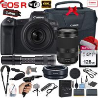 Canon EOS R Mirrorless Digital Camera with RF 24-240mm f/4-6.3 is USM + 420-800mm Telephoto Lenses & Canon EF-EOS R Mount Adapter + 128GB Memory Card, Canon 100-Es Case, Shoulder Strap, Tripod & More