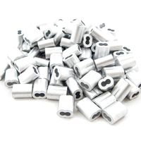 Red Hound Auto 3/32 Inches Aluminum Wire Rope and Cable Line End Double Barrel Ferrule - Qty 100