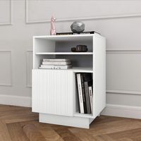 Nexera Marble, 1-Door, White Audio Tower, Matte Lacquer Melamine