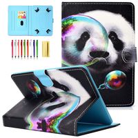 LittleMax 8 Inch Universal Tablet iPad Andriod Case, Colorful Cards Slots Folio Flip Kickstand Case Protective Cover Synthetic Leather Shell for All 8 Inch Tablets - Panda
