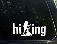 Hiking - 8" x 3.75" - Vinyl Die Cut Decal/ Bumper Sticker For Helmets, Bikes, Windows, Cars, Trucks, Laptops, Etc.