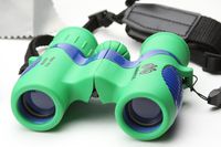 Mabetos Kid's Binoculars High Resolution 8X21 Shock Proof Thick Neck Strap, Case, Pink, Green, Blue Boys Girls (Green/Blue)