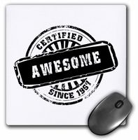 3D Rose"Certified Awesome Since 1967Funny Birthday Personal Birth Year Black StampFun Humor Humorous" Matte Finish Mouse Pad - 8 x 8" - mp_161680_1