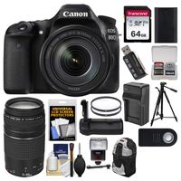 Canon EOS 80D Wi-Fi Digital SLR Camera & EF-S 18-135mm is USM + 75-300mm III Lens + 64GB Card + Case + Flash + Battery & Charger + Grip + Tripod Kit