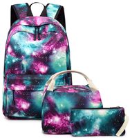 School Backpack Galaxy Teens Girls Boys Kids School Bags Bookbag with Laptop Sleeve (Galaxy Green-0033)