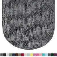 Gorilla Grip Original Luxury Chenille Oval Bath Rug Mat, 42x24, Extra Soft and Absorbent Large Shaggy Bathroom Rugs, Machine Wash Dry, Plush Carpet Mats for Tub, Shower, and Bath Room, Gray