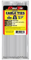 Pro Tie N8LD1000 8.1-Inch Light Duty Standard Cable Tie, Natural Nylon, 1000-Pack