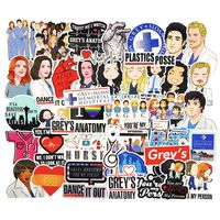 Grey's Anatomy TV Show Stickers for Water Bottles 50pcs Funny Laptop Scrapbook Computer Luggage Phone Notebook Graffiti Decals