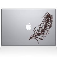 The Decal Guru Peacock Feather MacBook Decal Vinyl Sticker - 15" MacBook Pro (2015 & Older) - Brown (1148-MAC-15P-BRO)