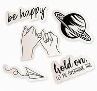 Cool Black and White Sticker Pack, 5 White Stickers for Water Bottles, Cute Stickers for Teens, Computer Stickers for Laptop, Made in US (Black & White)