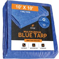 Better Blue Poly Tarp 10' x 10' - Multipurpose Protective Cover - Lightweight, Durable, Waterproof, Weather Proof - 5 Mil Thick Polyethylene - by Xpose Safety