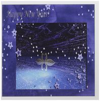 3dRose Swans New Year Purple - Greeting Cards, 6 x 6 inches, set of 6 (gc_27355_1)