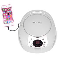 RipTunes CD player Boombox- Portable silver Aux-In CD Boombox, AM/FM Radio For Assured Amusement