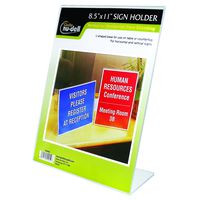 NuDell 8.5" x 11" L-Shaped Slanted Sign Holder - Self-Standing Ad Frame, Clear (35485)