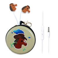 QearFun in Ear 3D Cute Cartoon Animal Unicorn Horse Headphones with Mic with Earphone Case Hands-Free for Apple,Samsung,Android Smartphones Mp3 (Cowboy Horse)