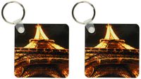 3dRose Eiffel Tower - Key Chains, 2.25 x 4.5 inches, set of 2 (kc_3160_1)